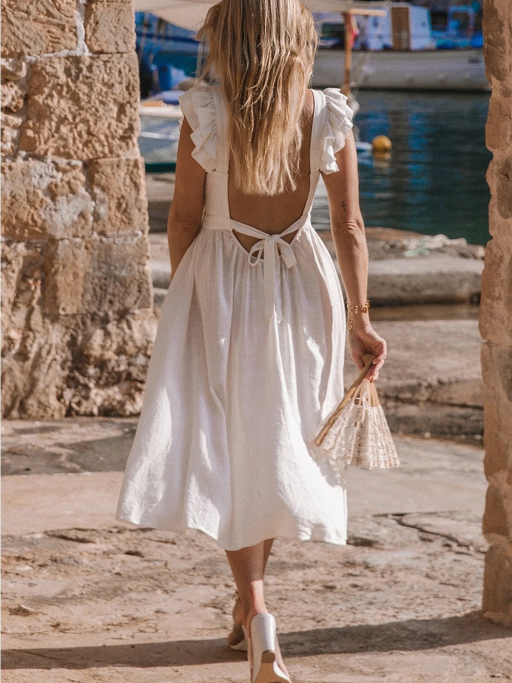 Spell & the Gypsy linen viscose Cream “Darling Frill” Dress M